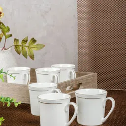 SONAKI White 6-Pieces Printed Bone China Cups Set-6