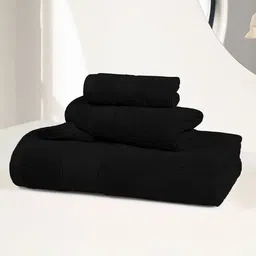 MYTRIDENT Black 3 Pieces Pure Cotton 500 GSM Towel Set-7