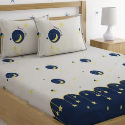 HOSTA HOMES Off White Cartoon Characters 210 TC Queen Bedsheet & 2 Pillow Covers-image-8