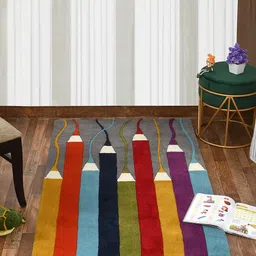 PRESTO Red Pencil Abstract Hand Tufted Woolen Rectangular Carpet-35