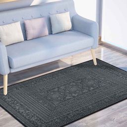 PRESTO Grey & White Traditional Printed Anti Skid Carpet-24