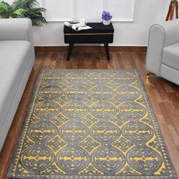 PRESTO Yellow & Grey Traditional Printed No Shredding Carpet image 1
