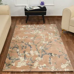 PRESTO Beige & Grey Floral Printed No-Shred Carpet-42