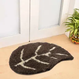 FABINALIV Brown Leaf Shaped Anti-Skid Doormat-74