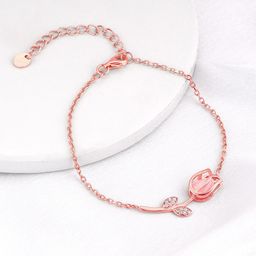 GIVA 925 Sterling Silver Rose Gold-Plated Charm Bracelet-image-98