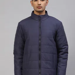 Foreign Culture By Fort Collins Men Navy Blue Solid Padded Jacket-image-41