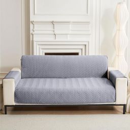HOUSE OF QUIRK Grey Printed Four Seater Quilted Water-Resistant Sofa Mat With Arms-picture-5