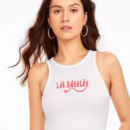 TABADTOD Typography Printed Fitted Crop Top-image-2