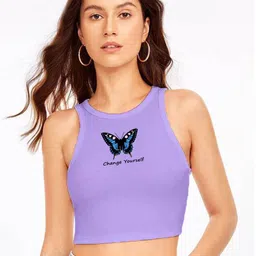 TABADTOD Graphic Print Crop Fitted Top-image-85