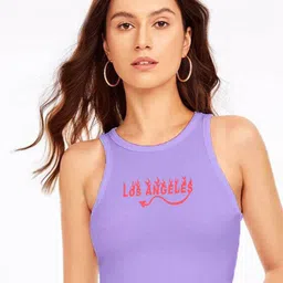 TABADTOD Typography Print Crop Fitted Top-image-68