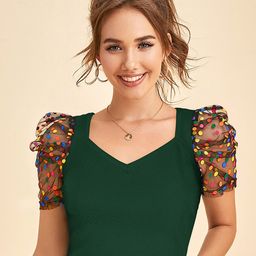Hinayat Fashion Puff Sleeves Crop Top-image-30