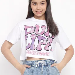 Lil Tomatoes Girls Typography Printed Crop Top-image-37