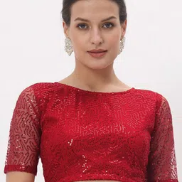 studio rasa Self Design Round Neck Crop Top-29