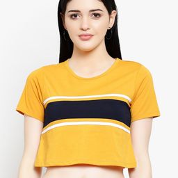LE BOURGEOIS Loose Fit Short Sleeve Striped Crop Top-picture-50