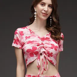 BAESD Floral Printed Ruched Crop Top-image-51