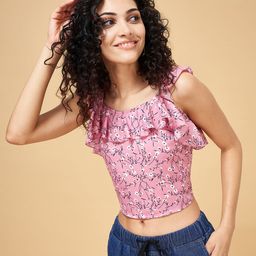 YU by Pantaloons Floral Printed Shoulder Straps Ruffles Crop Top-image-91
