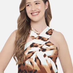 Orchid Blues Brown Print Crop Top-image-53