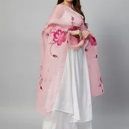 InWeave White Empire Kurta & Palazzos & With Dupatta-picture-29