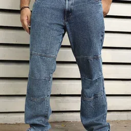Freeform by High Star Men Straight Fit Cut N Sew Detail Light Fade Jeans-image-49