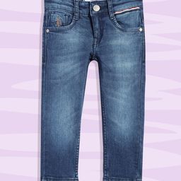 U.S. Polo Assn. Kids Boys Blue Skinny Fit Mid-Rise Clean Look Light Fade Stretchable Jeans-picture-4
