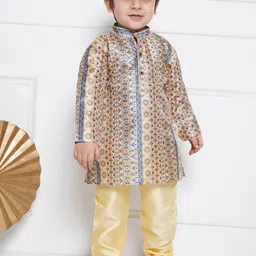 Aj DEZInES Boys Ethnic Motifs Printed Above Knee Straight Pure Cotton Kurta With Pyjama-picture-44