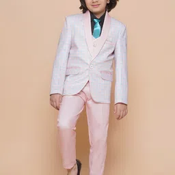 Aj DEZInES Boys Checked Single-Breasted 5 Piece  Suit-image-52