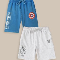 Kids Ville Boys Pack Of 2 Avengers Printed Shorts-19
