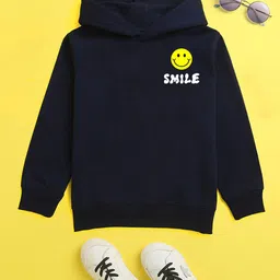 NUSYL Unisex Kids Navy Blue Printed Hooded Sweatshirt-26