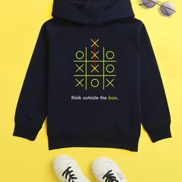 NUSYL Unisex Kids Navy Blue Hooded Sweatshirt-image-88