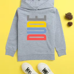 NUSYL Unisex Kids Grey Printed Hooded Sweatshirt-image-61