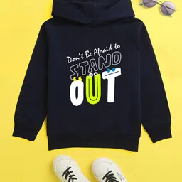 NUSYL Unisex Kids Navy Blue Printed Hooded Sweatshirt-25