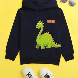 NUSYL Unisex Kids Navy Blue Animal Graphics Hooded Sweatshirt-image-58