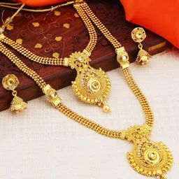 Sukkhi Gold-Plated Kundan-Studded & Pearl Beaded Long Necklace & Earrings Set-61