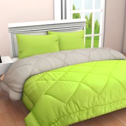 RF RELAXFEEL Silver-Toned & Green Geometric Heavy Winter 233 GSM Double Bed Quilt-image-83