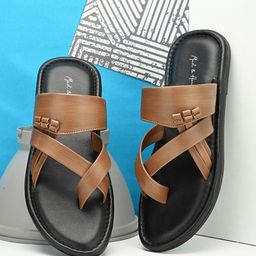 Mast & Harbour Men Tan Brown One Toe Comfort Sandals-image-81