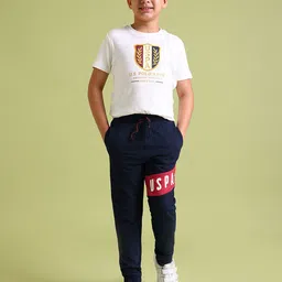 U.S. Polo Assn. Boys Navy Blue & Red Brand Logo Printed Straight-Fit Joggers-picture-25