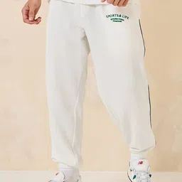Styli White Side Tape Detail Terry Relaxed Fit Jogger-31