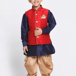 VASTRAMAY Boys Mandarin Collar Long Sleeves Kurta with Dhoti Pants-23