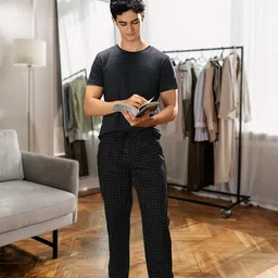 Van Heusen Athleisure Men Printed Drawstring Waist Ultra Soft Lounge Pants-image-13