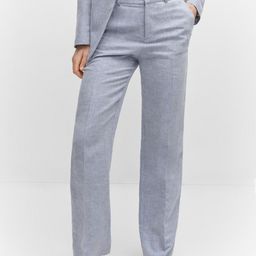 MANGO Women Linen Cotton High-Rise Formal  Trousers-image-99