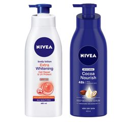 Nivea Set of Extra Whitening Cell Repair & Cocoa Nourish Deep Moisture Serum Body Lotions-50