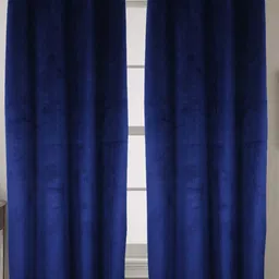 INDHOME LIFE Navy Blue Velvet Black Out Window Curtain-24