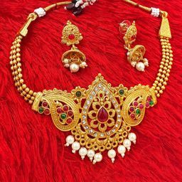 Anujeet Fashion Hub Stones Studded & Beaded Jewellery Set-24