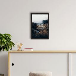 eCraftIndia Multicolour "Life begins at the." Motivational Quote Satin Matt Texture UV Art Painting-image-70