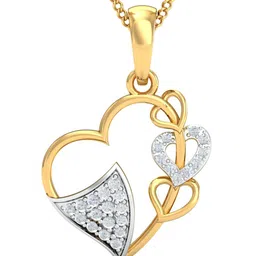 KUBERBOX Chic & Abstract Heart 18KT Gold Diamond Studded Pendant-0.99gm-image-1