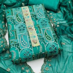 KALINI Embroidered Organza Unstitched Dress Material-image-82