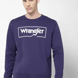 Wrangler Men Blue Solid Cotton Sweatshirt-image-35
