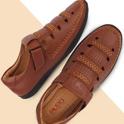 FAUSTO Men Tan PU Comfort Sandals-image-71