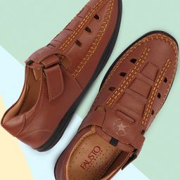 FAUSTO Men Tan PU Comfort Sandals-image-11