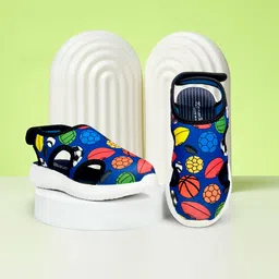 KazarMax Kids Blue & Orange Printed Comfort Sandals-48